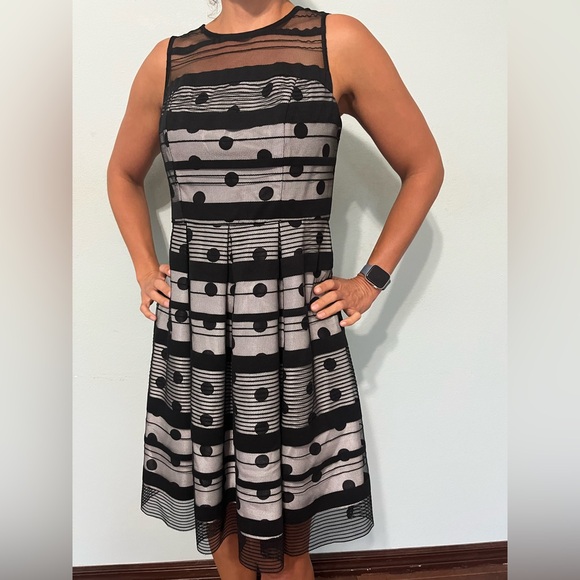 Eliza J Dresses & Skirts - Eliza J Illusion Dot Charmeuse Fit Black - Size 8